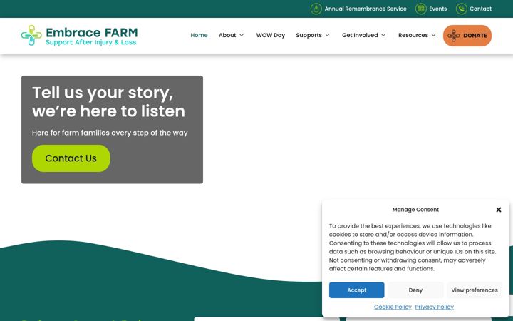Screenshot of embracefarm.com