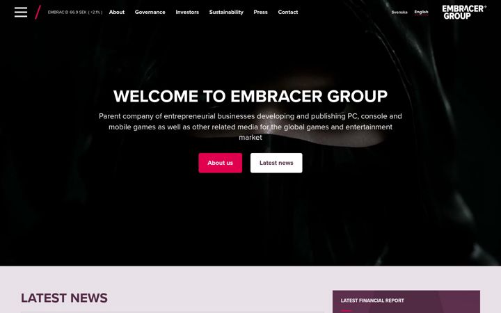 Screenshot of embracer.com