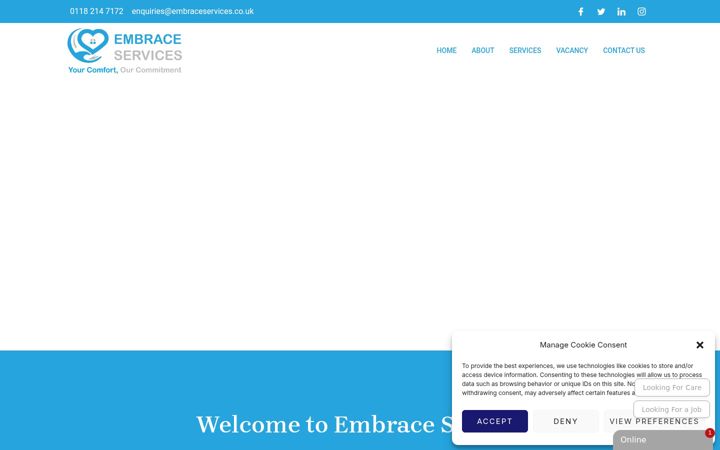 Screenshot von embraceservices.co.uk