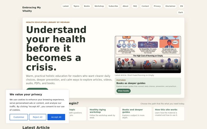 Screenshot of embracingmyvitality.com