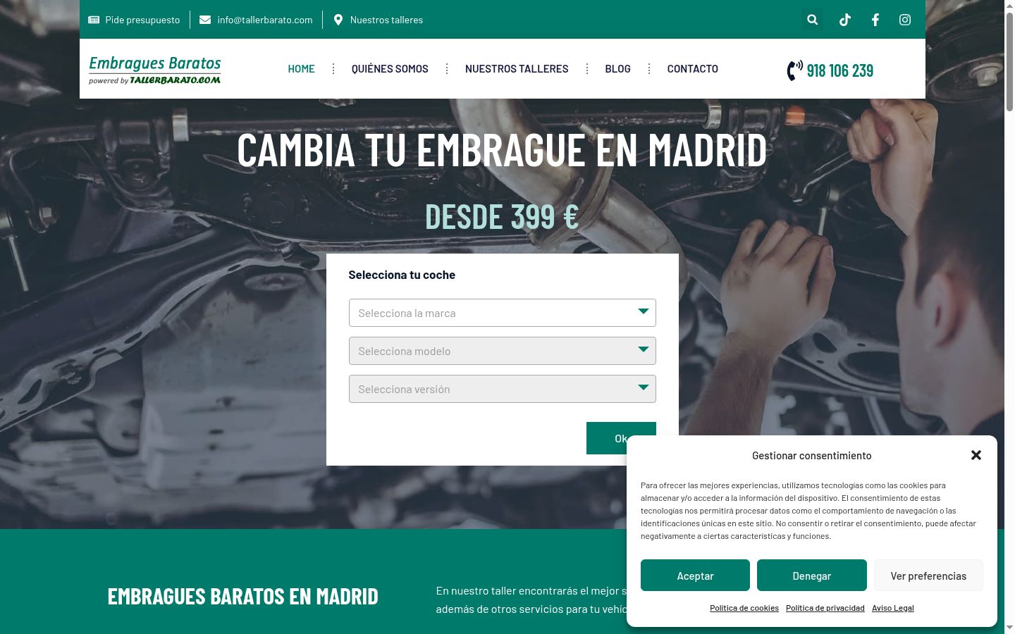 Screenshot del banner di consenso mostrato prima di qualsiasi interazione