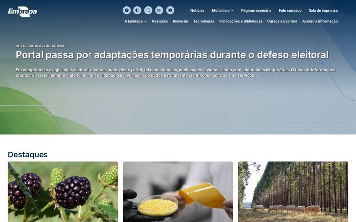 Kuvakaappaus sivustosta embrapa.br