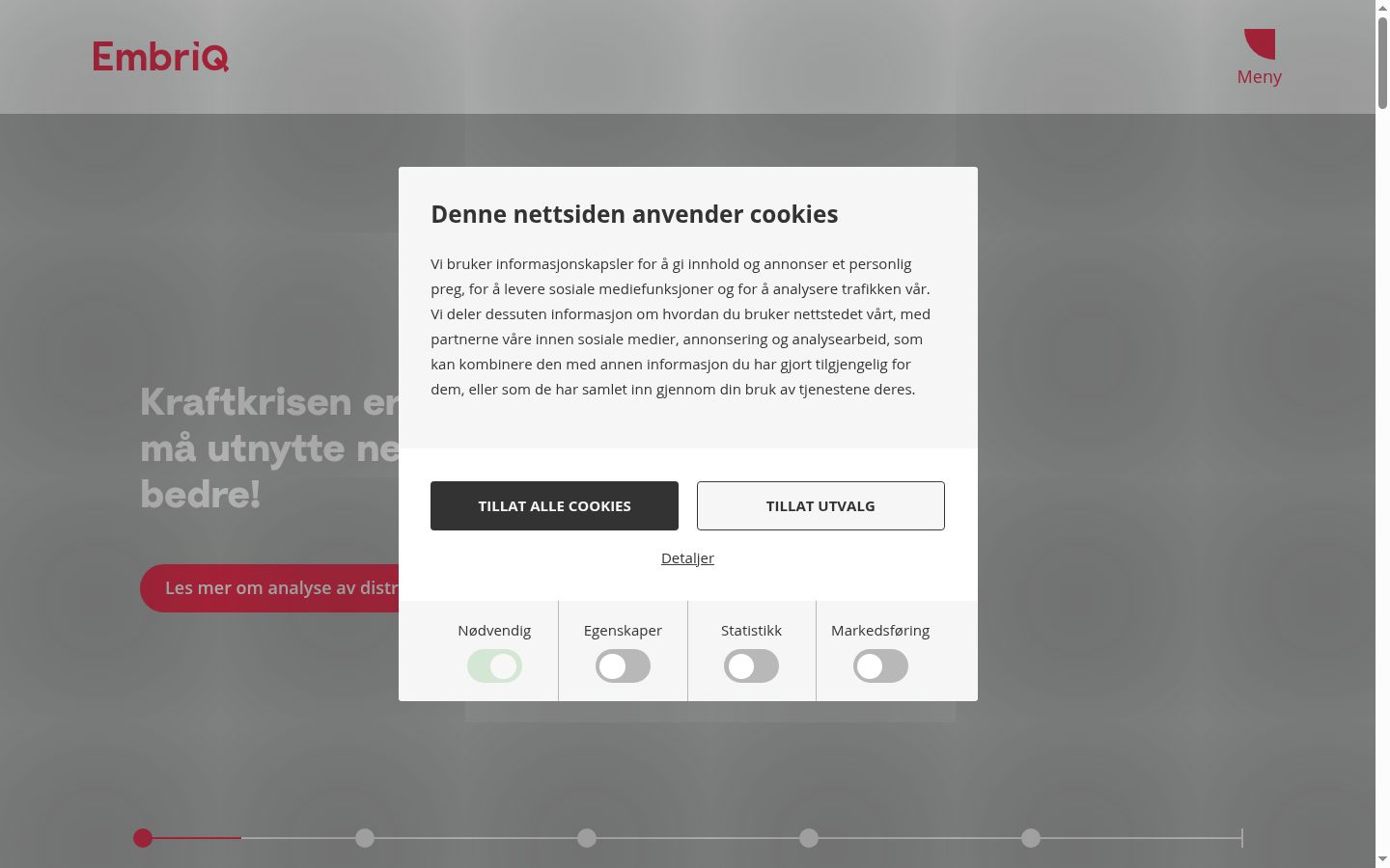 Screenshot of the consent banner shown before any interaction