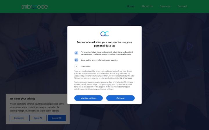 Screenshot of embrocode.com