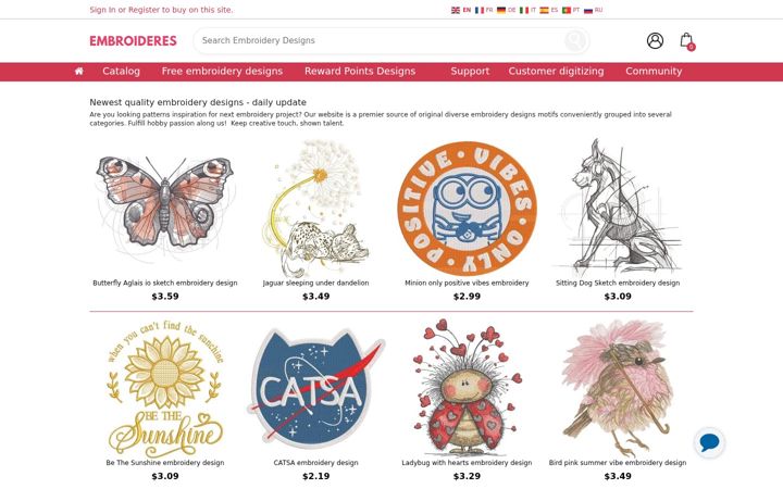 Zrzut ekranu embroideres.com