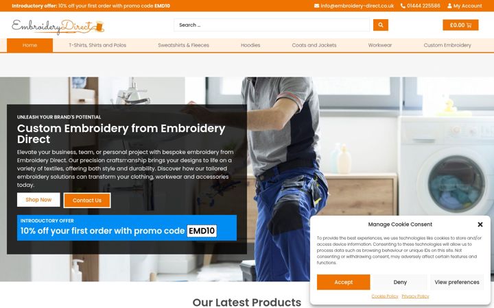 Screenshot von embroidery-direct.co.uk