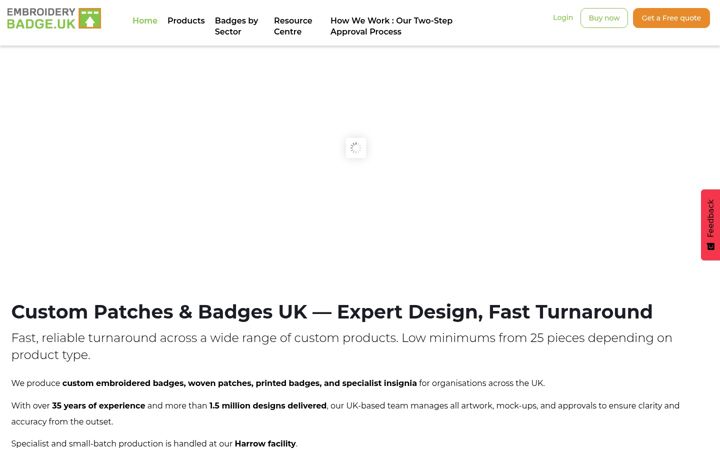 Screenshot von embroiderybadge.uk