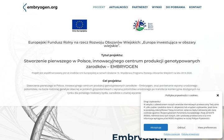 Snimka zaslona za embryogen.org