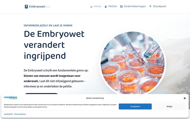 Snimka zaslona za embryowet.org