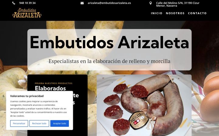 Screenshot of embutidosarizaleta.net