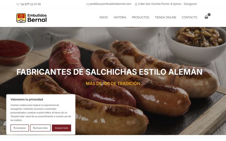 Screenshot of embutidosbernal.com