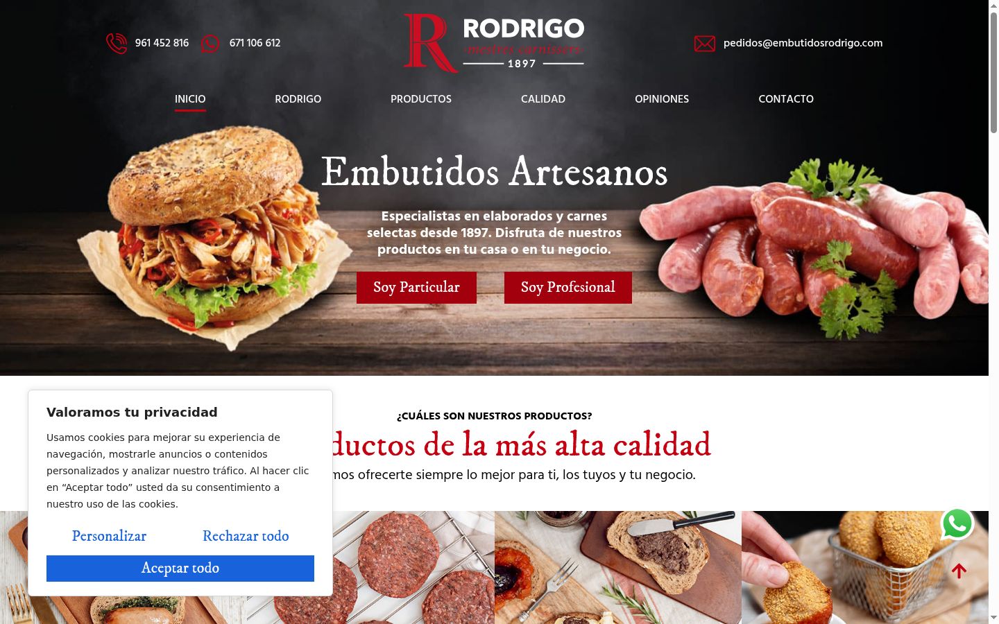 Captura de pantalla del banner de consentimiento mostrado antes de cualquier interacción