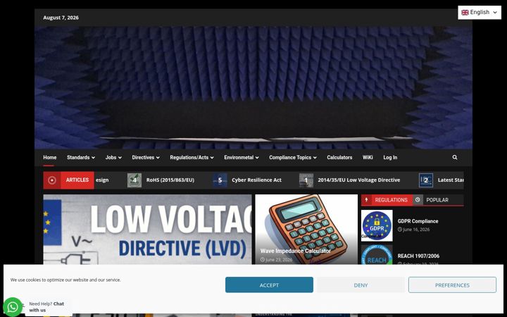 Screenshot von emc-compliance.co.uk