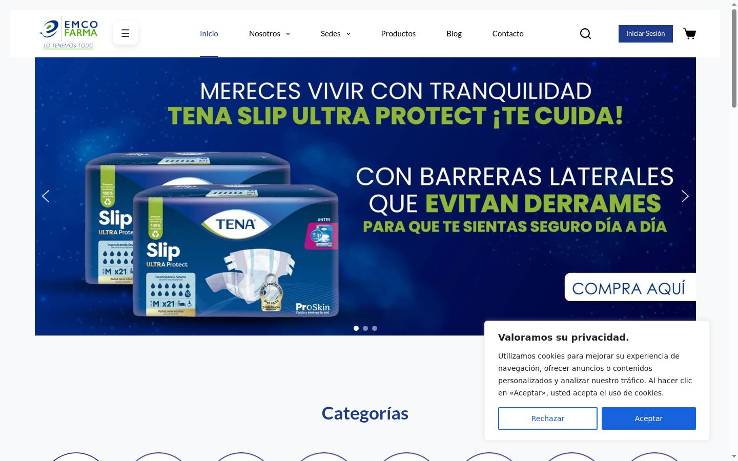 Captura de ecrã do banner de consentimento apresentado antes de qualquer interação