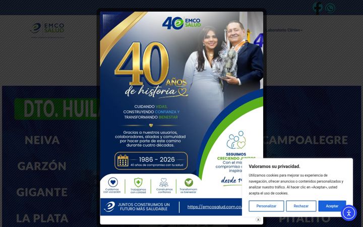 Screenshot stránky emcosalud.com.co