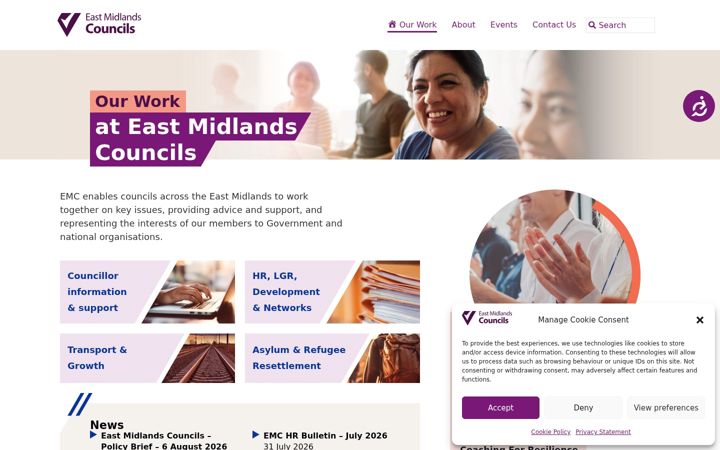 Screenshot of emcouncils.gov.uk