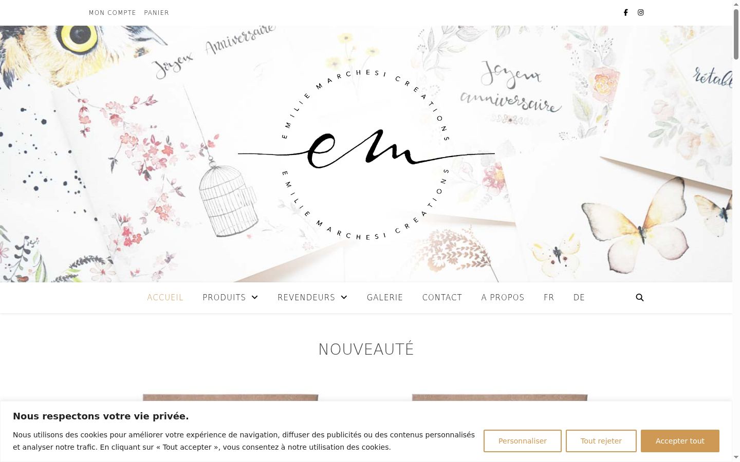 Capture d'écran de la bannière de consentement affichée avant toute interaction