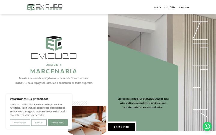 Screenshot of emcubomarcenaria.com.br