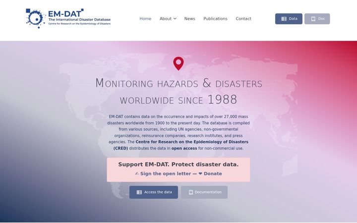 Screenshot of emdat.be