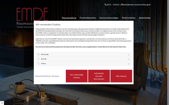 Snímek obrazovky emde-raumausstattung.de