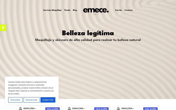 Screenshot of emecebeauty.com