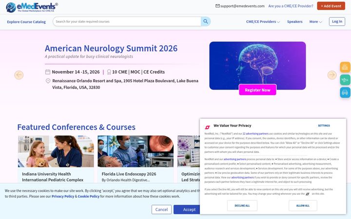 Screenshot of emedevents.com