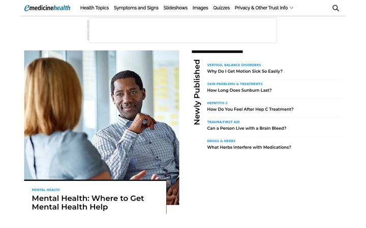Captură de ecran a emedicinehealth.com