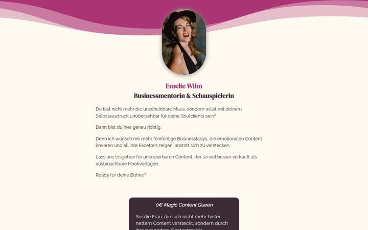 Screenshot of emeliewilm.com