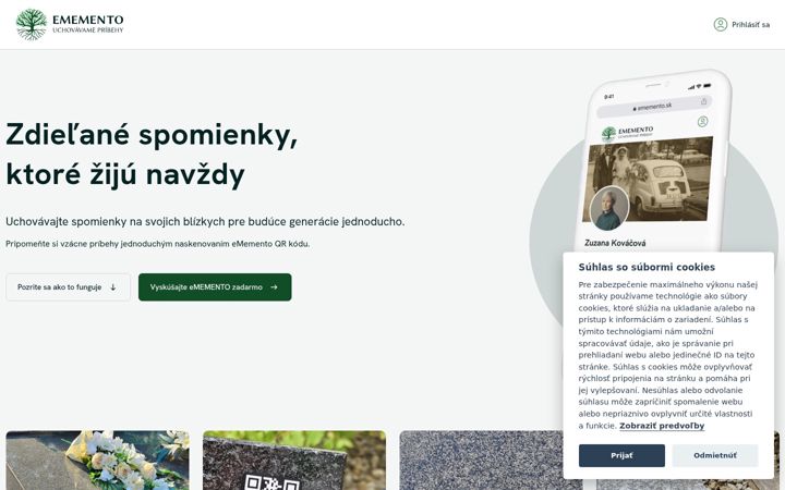 Screenshot of ememento.sk