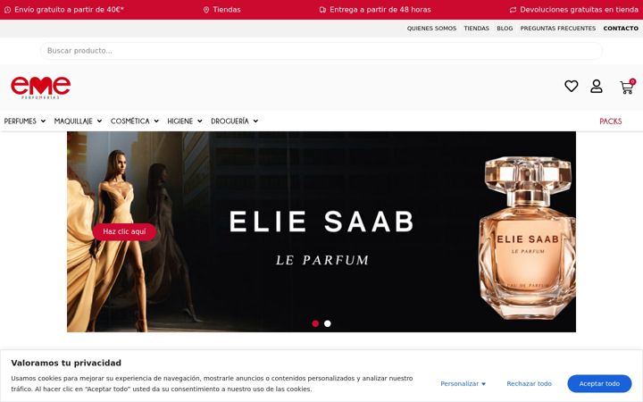 Ekraanipilt saidist emeperfumerias.es