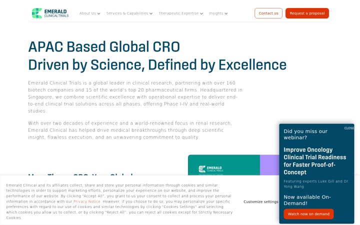 Screenshot of emeraldclinical.com