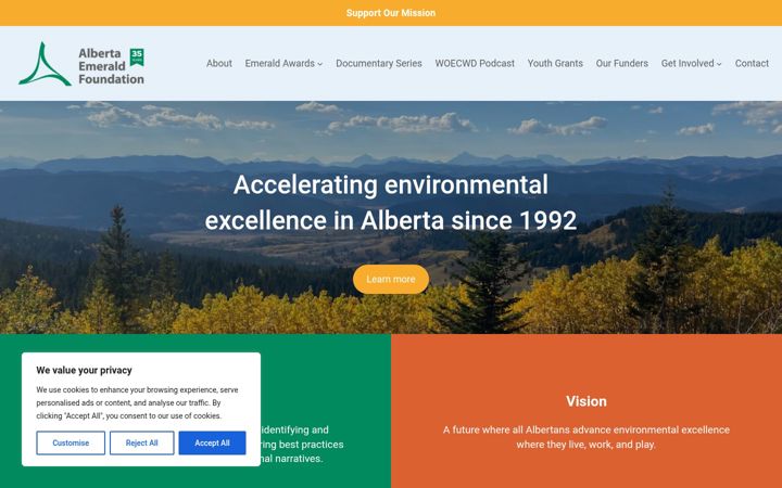 Screenshot of emeraldfoundation.ca