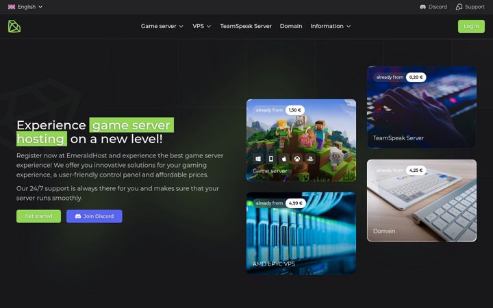 Screenshot of emeraldhost.de