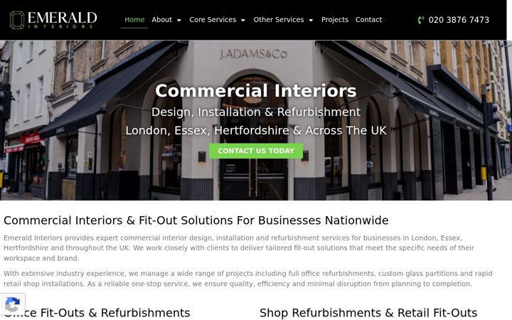 Screenshot of emeraldinteriors.co.uk