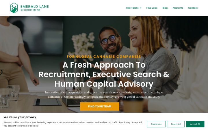 Screenshot of emeraldlanerecruitment.com