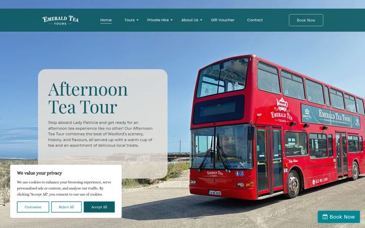 Screenshot of emeraldteatours.ie