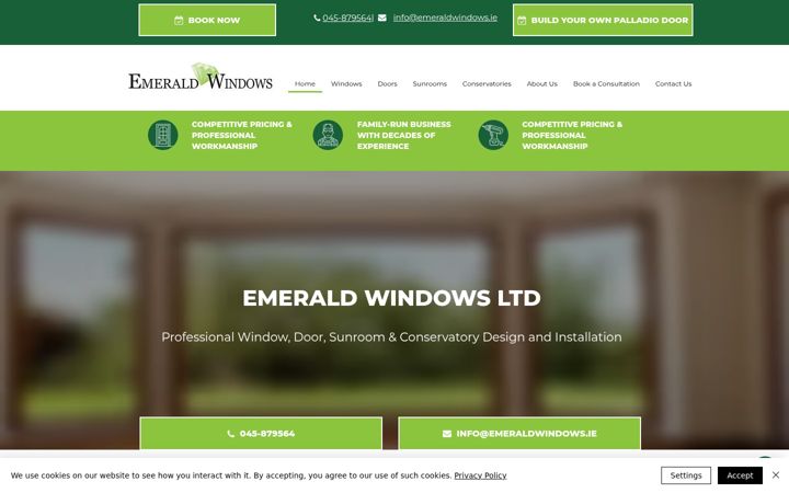 Screenshot of emeraldwindows.ie