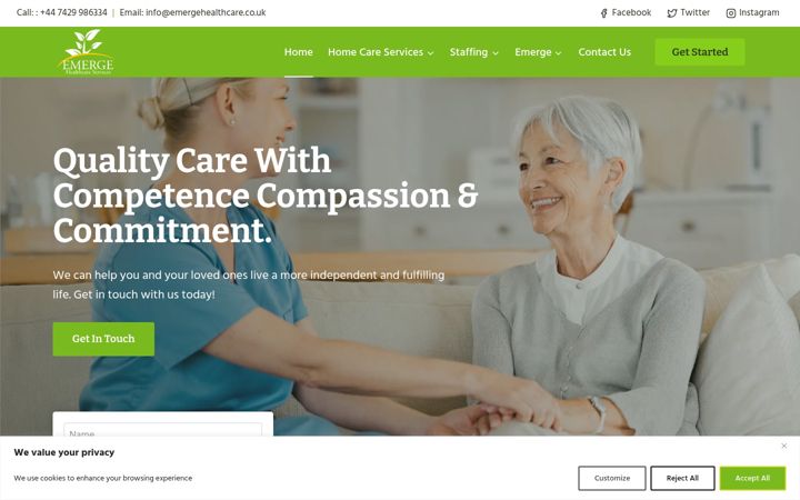 Screenshot von emergehealthcare.co.uk