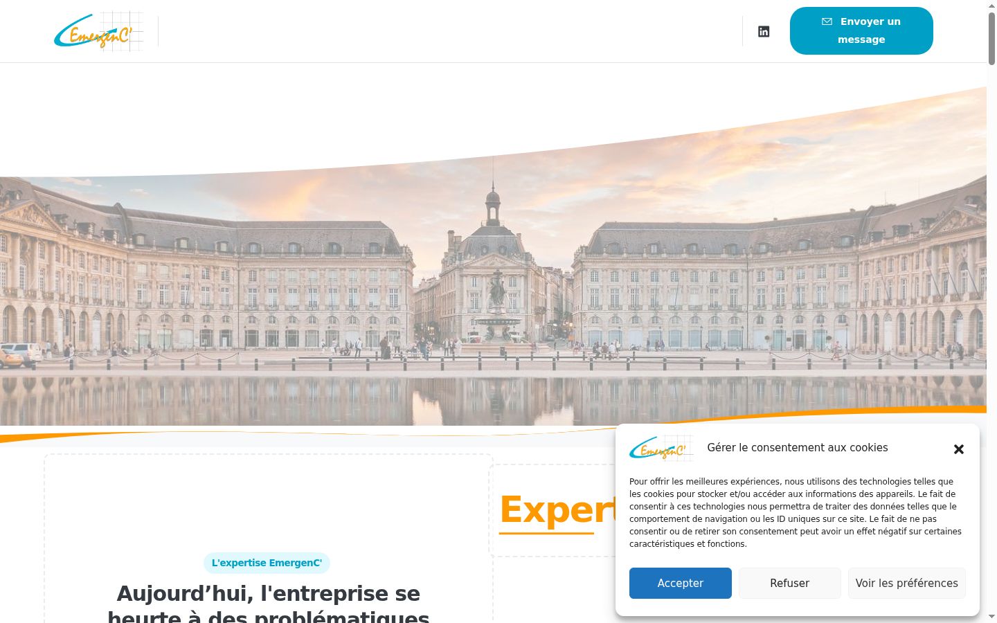 Screenshot del banner di consenso mostrato prima di qualsiasi interazione