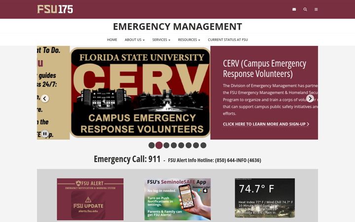 Screenshot of emergency.fsu.edu