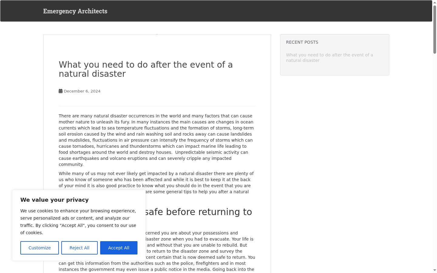 Screenshot of the consent banner shown before any interaction
