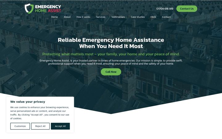 Skjámynd af emergencyhomeassist.co.uk