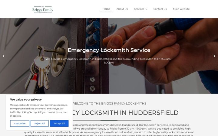 Skjámynd af emergencylocksmithhuddersfield.co.uk