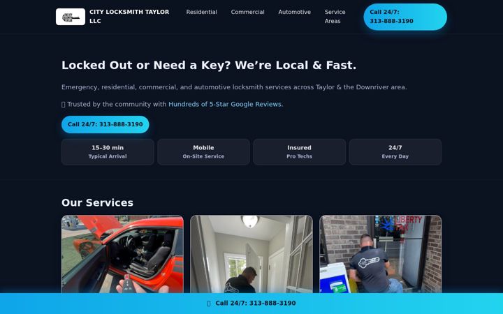 Screenshot of emergencylocksmithtaylor.com