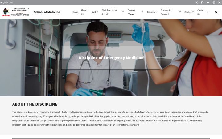 Screenshot of emergencymed.ukzn.ac.za