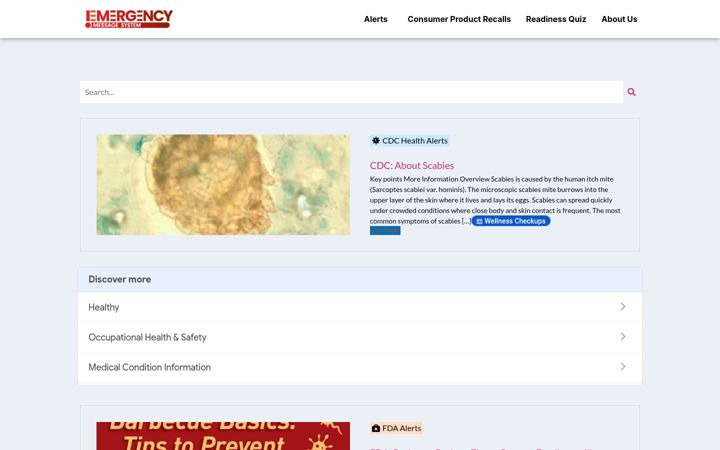 Screenshot stránky emergencymessagesystem.com