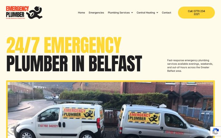 Screenshot of emergencyplumberbelfast.com