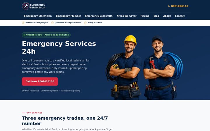 Screenshot of emergencyservices-24.co.uk