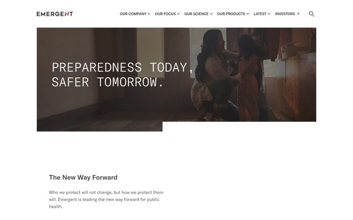 Screenshot of emergentbiosolutions.com