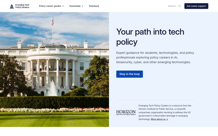 Posnetek zaslona emergingtechpolicy.org